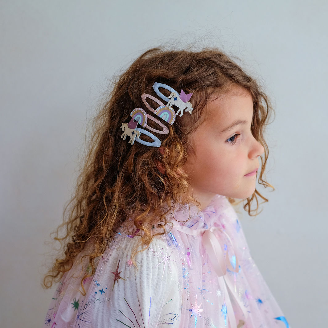 Mimi & Lula 4 Hårspænder - Unicorn and Rainbow