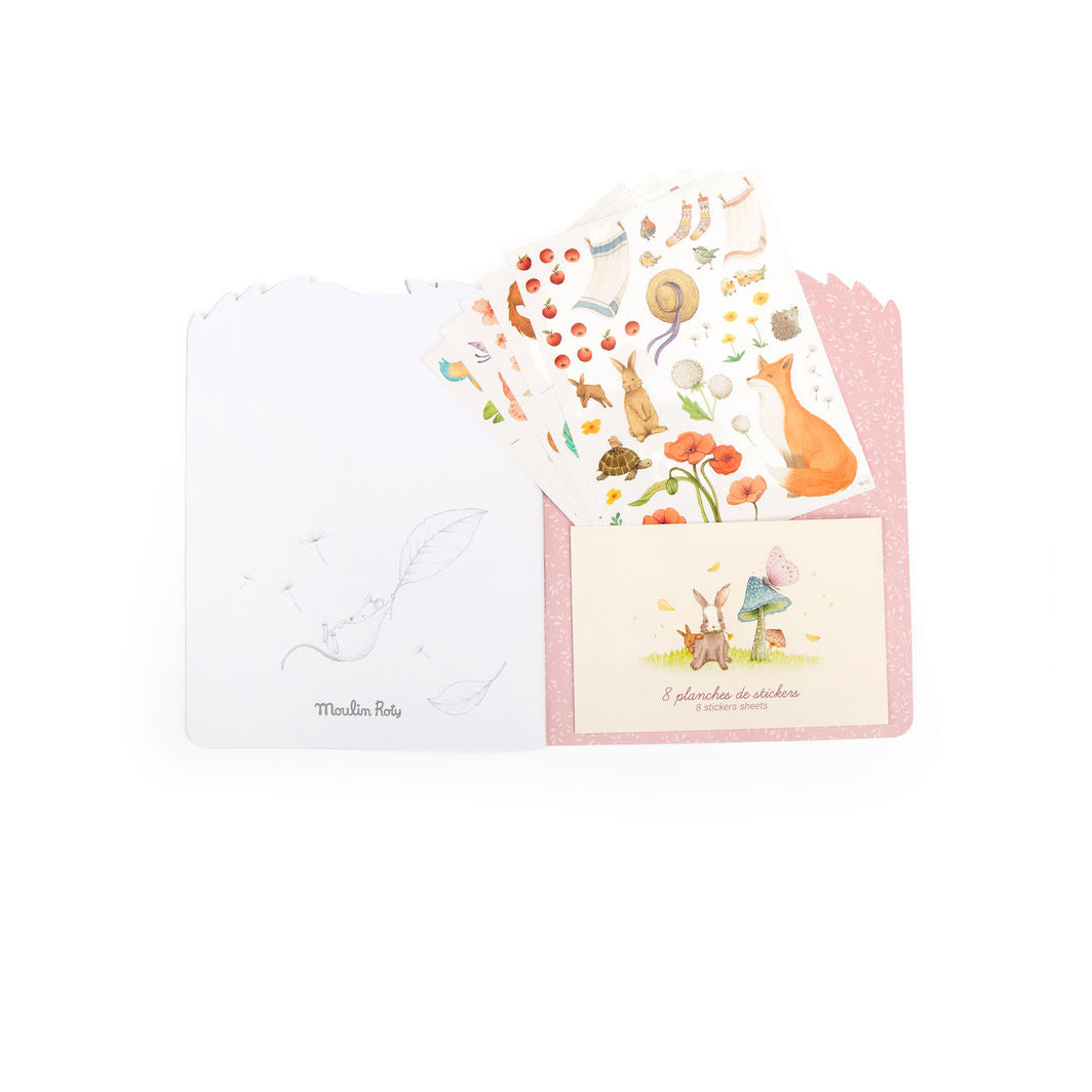 Moulin Roty Malebog med 230 klistermærker, Les Rosalies