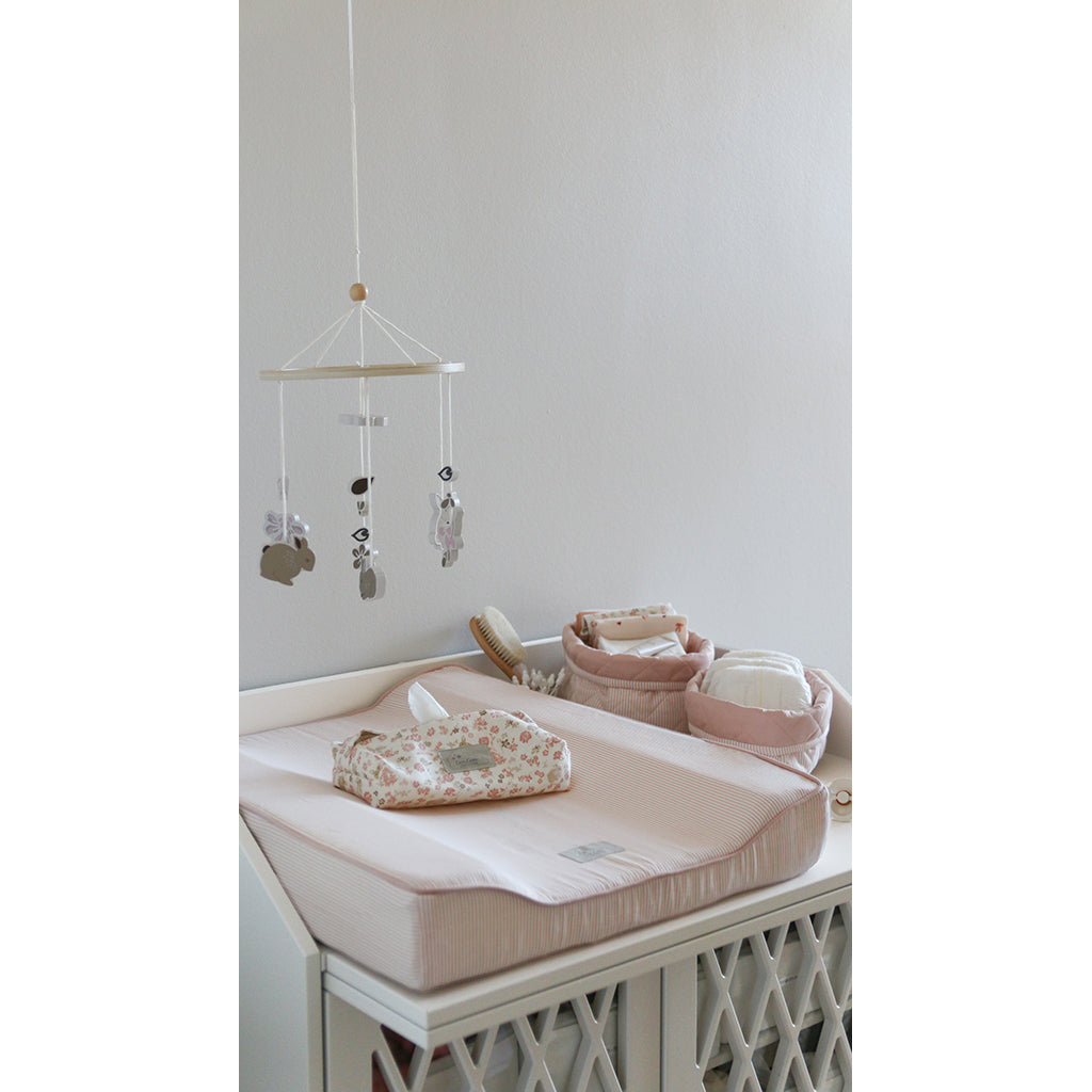 Cam Cam quiltet opbevaringskurv i stof, sæt m. 2 str. OCS - Classic Stripes Rose