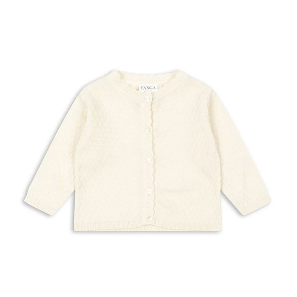Fanga Fontana Venti Pointelle baby cardigan, GOTS, antique white - str. 1 - 9 mdr.