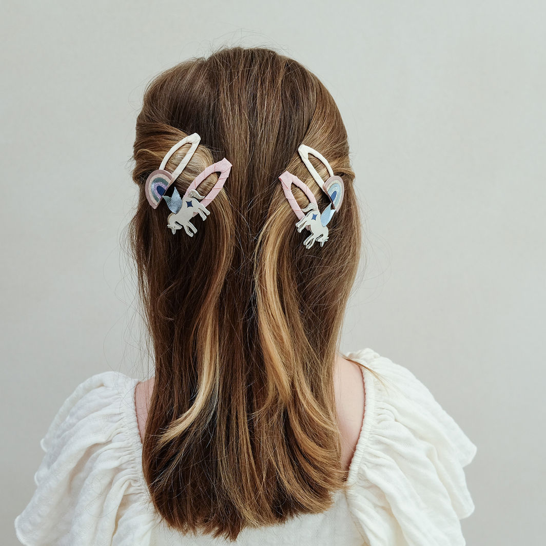Mimi & Lula Hårpynt, 4 hårspænder - Winged Unicorn Celeste
