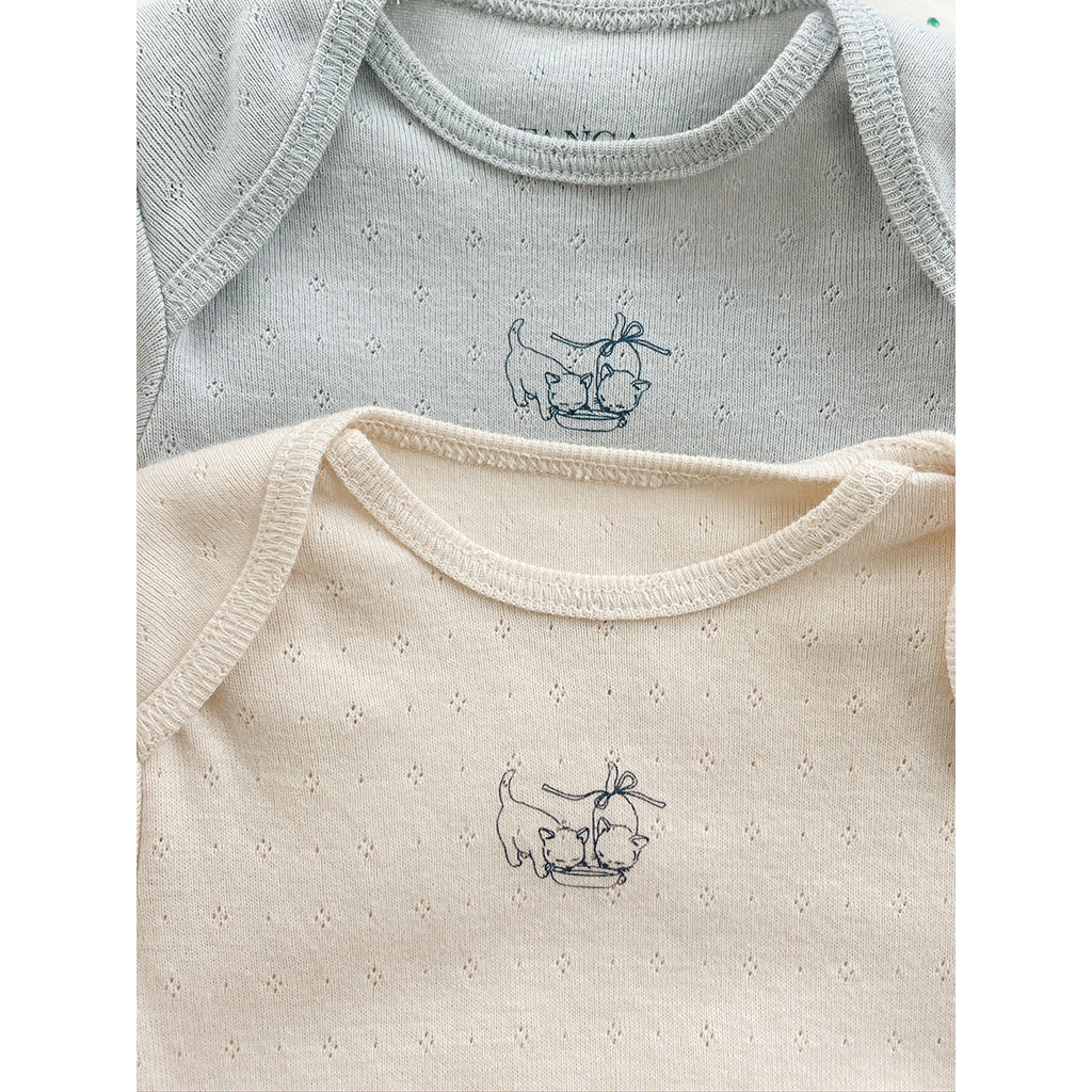 Fanga Fontana Perla bodystocking m. lange ærmer, 2-pak - Buttercream/Pearl blue - str. 0-9 mdr.