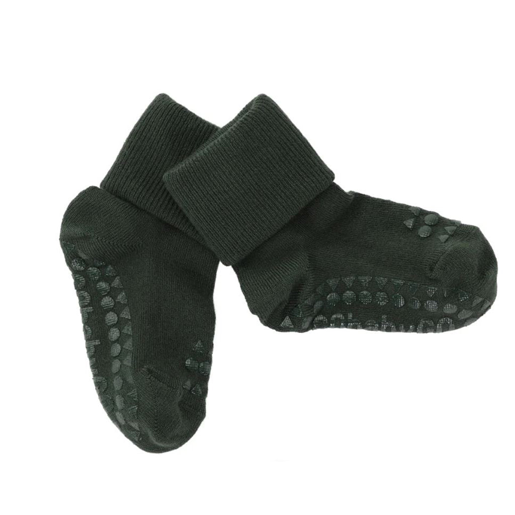 GoBabyGo skridsikre strømper m. gummidutter, Bamboo - Forest green