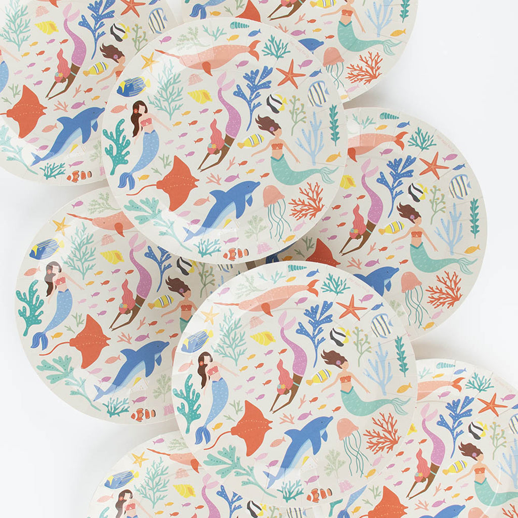 My Little Day paptallerkener, Havfrue - 8 stk.