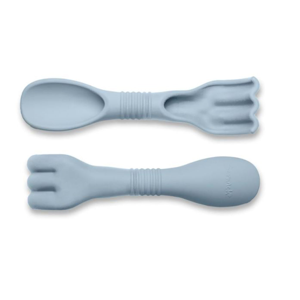 Scrunch sandlegetøj, skovl/rive i én - double-digger - Lyseblå