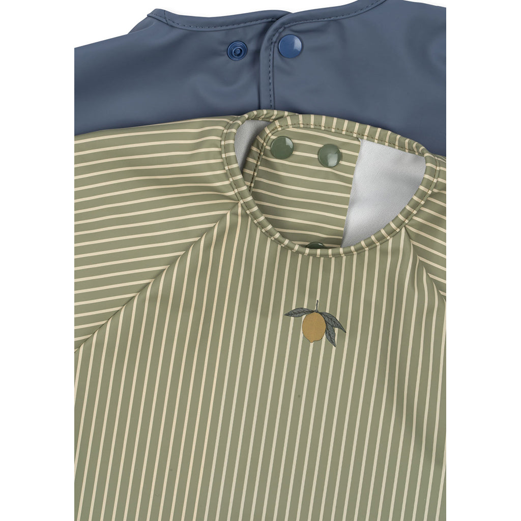 Konges Sløjd Konges Sløjd Dinner hagesmæk m. ærmer, 6 mdr. - 3 år - Tea stripe/ Flint stone