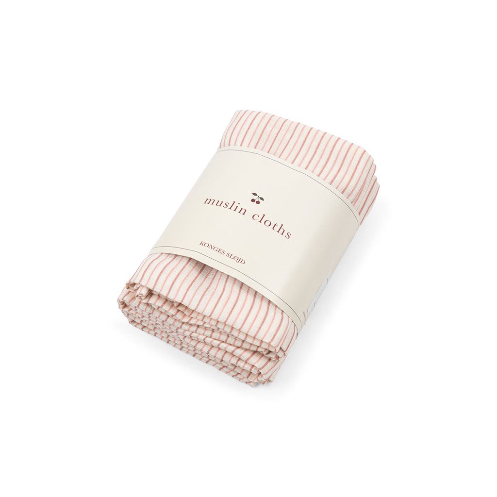 Konges Sløjd stofble, økologisk muslin, 3-pak - Stripe Petite Rose
