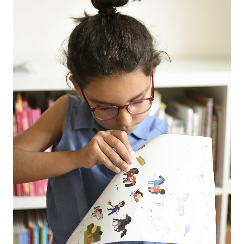 Poppik klistremosaik i papir, plakat m. 27 klistermærker - Pony club