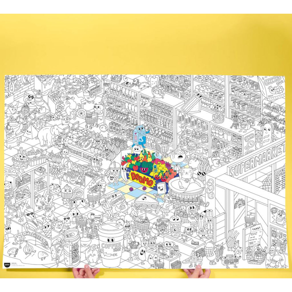 Omy stor plakat til farvelægning, Supermarket