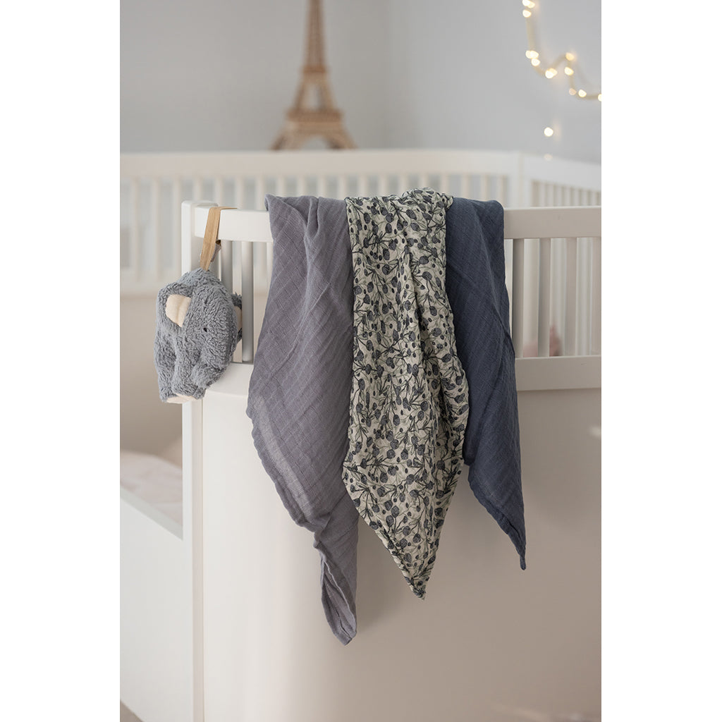 Sebra Stofbleer, 3 stk. - Blue olive, Forest lake blue