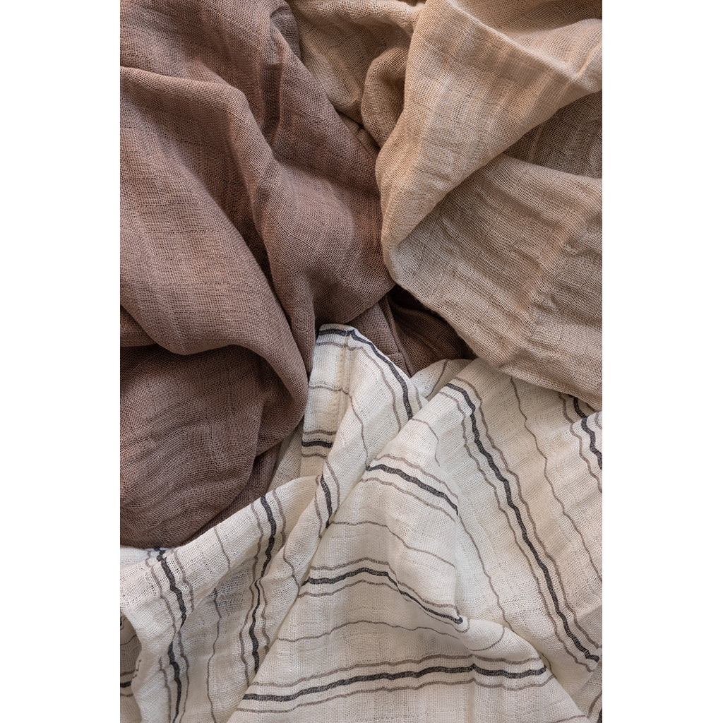 Sebra Stofbleer, 3 stk. - Cream stripe, Beige