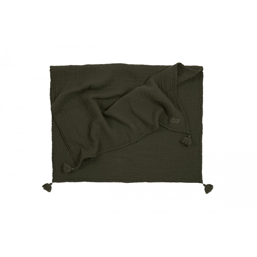 Nobodinoz babytæppe, Wabi Sabi double muslin, 65 x 100 cm - Vetiver