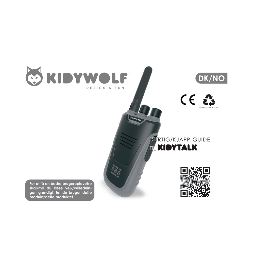 Kidywolf walkie talkie til børn, Kidytalk - Cyan/Nude