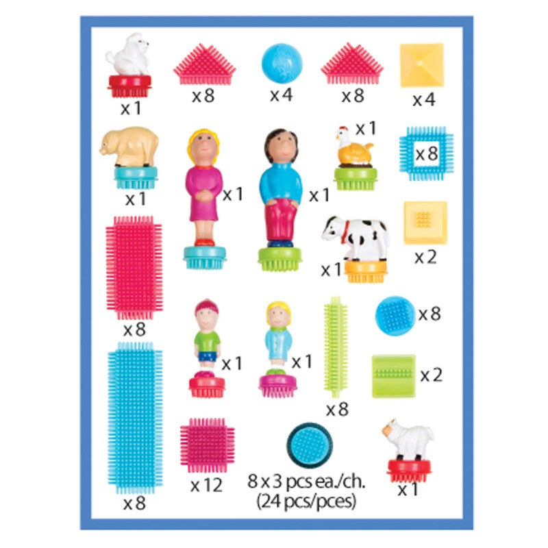 Bristle Blocks samleklodser, 113 stk i kuffert