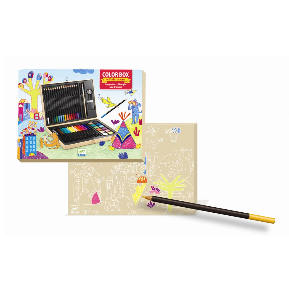 Djeco kuffert m. tegneredskaber og farver, lille