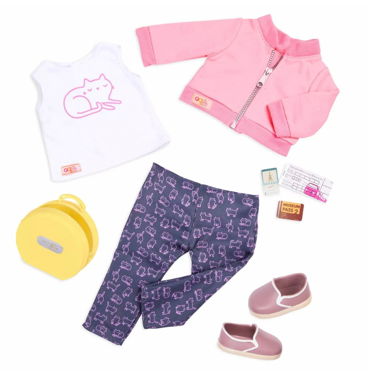 Our Generation Deluxe dukketøj, Jakke og kat t-shirt