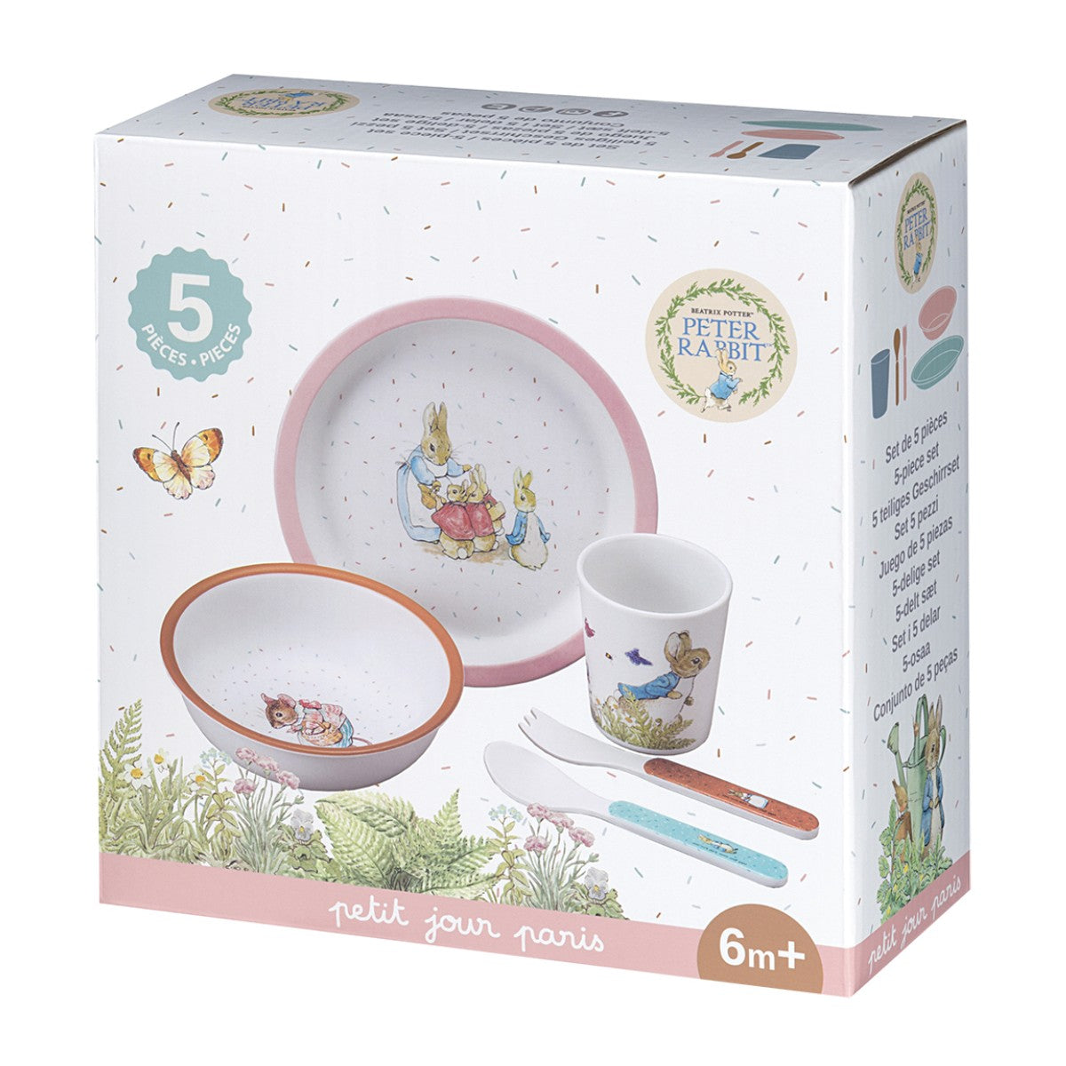 Petit Jour Paris, Peter Kanin børneservice i gaveæske m. 5 dele - Rød