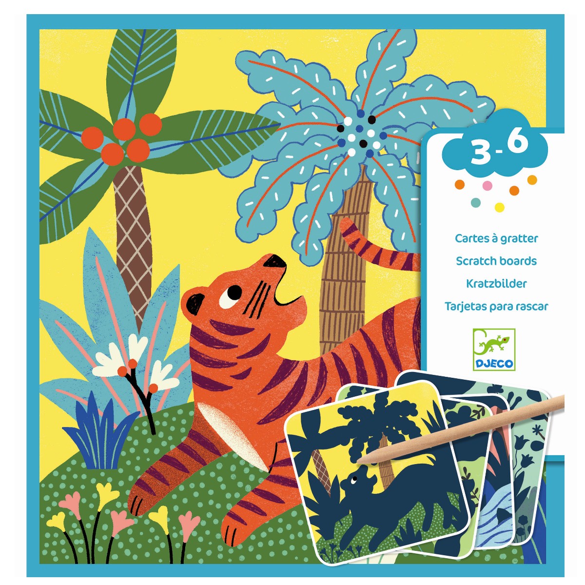 Djeco scratch kort for de små, Store dyr