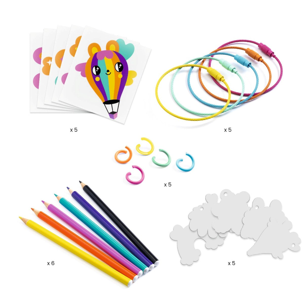 Djeco kreativ æske, Artistic plastic - Kawaii nøgleringe i krympeplast