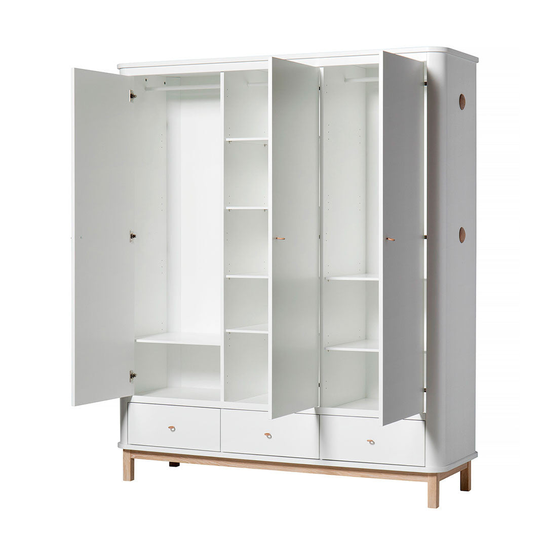 Oliver Furniture Wood klædeskab m 3 døre, hvid/eg - højde 204 cm