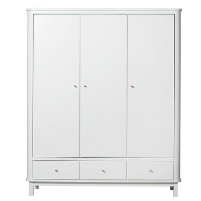 Oliver Furniture Wood klædeskab m 3 døre, hvid - højde 204 cm
