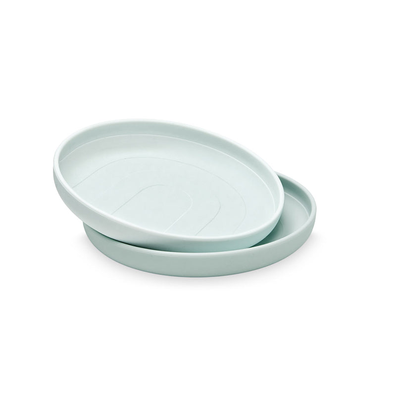 Cam Cam flad tallerken, 2-pak, Rainbow - Blue mix. 2 praktiske, flade tallerkener fremstillet i silikone med blomster motiv.