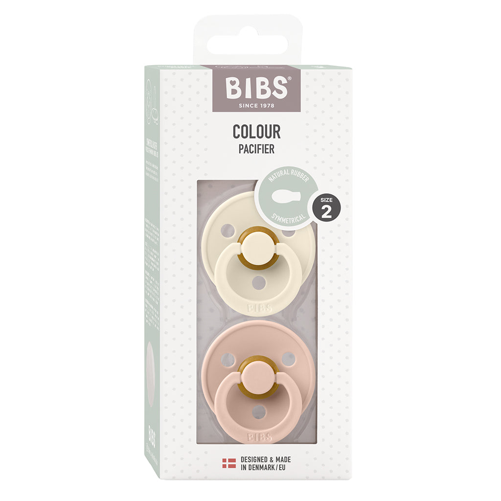 Bibs 2-pak, sutter i naturgummi, str. 2 - Ivory/Blush