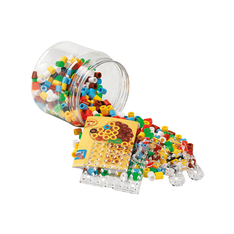 Hama Maxi perler og perleplade i bøtte, gul - 400 perler