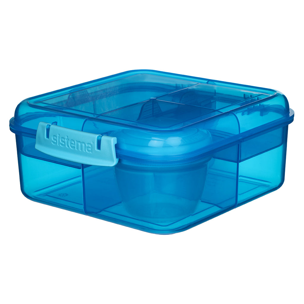 Sistema Bento Cube madkasse m 5 rum og en beholder, 1.25L - Blue
