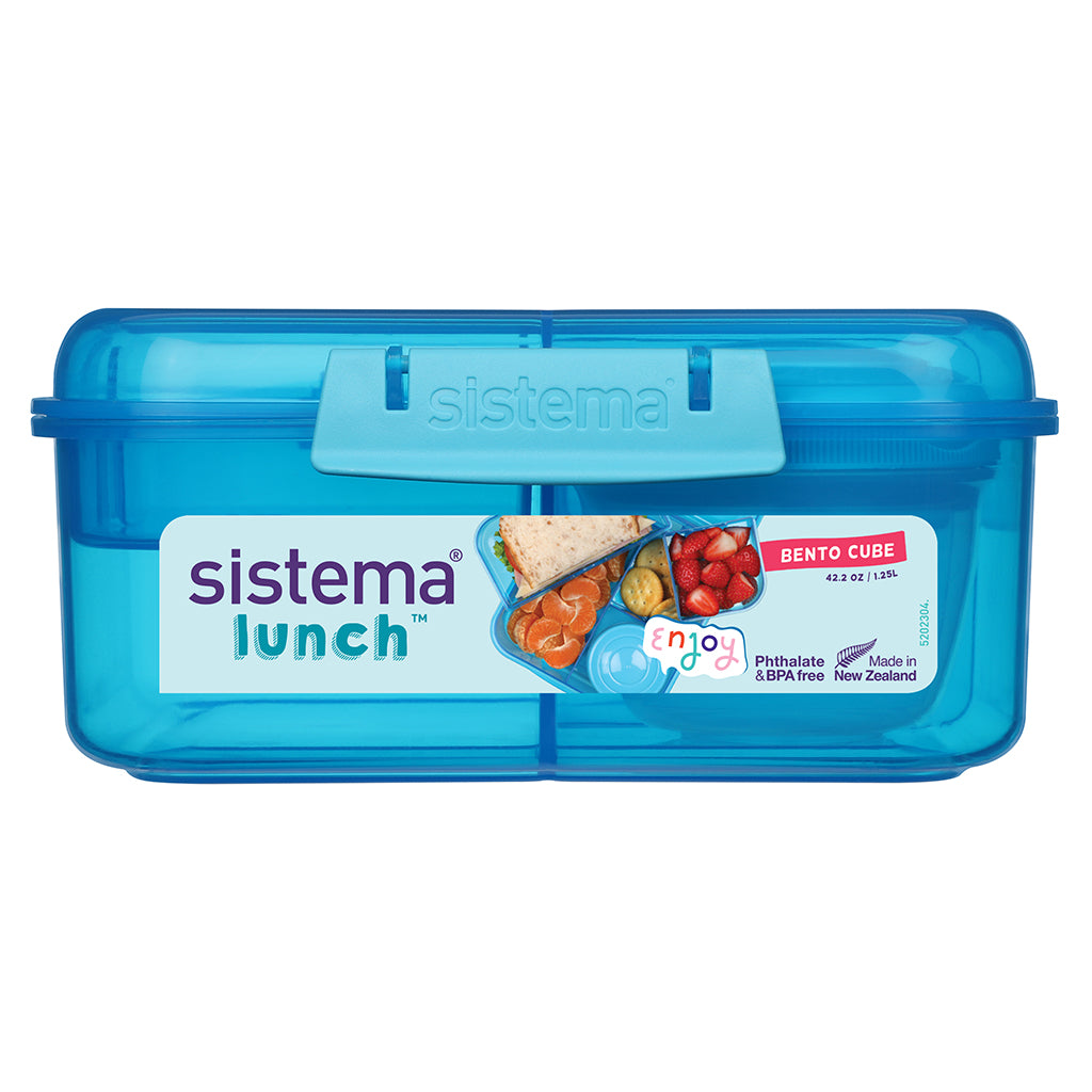 Sistema Bento Cube madkasse m 5 rum og en beholder, 1.25L - Blue