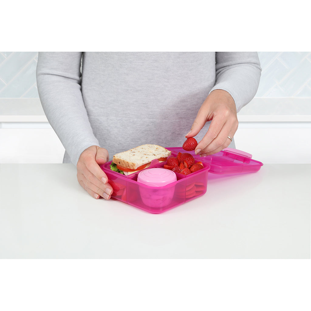 Sistema Bento Cube madkasse m 5 rum og en beholder, 1.25L - Pink
