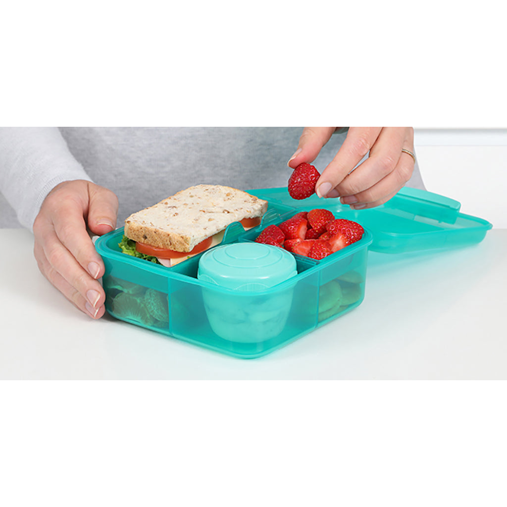 Sistema Bento Cube madkasse m 5 rum og en beholder, 1.25L - Teal