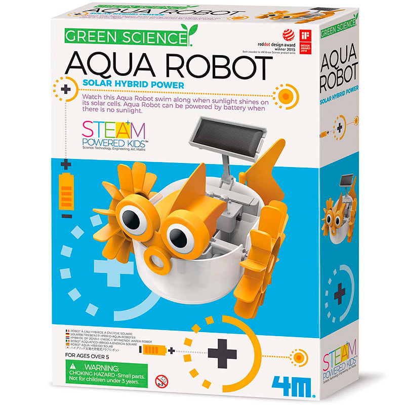 4M green science, eksperiment sæt - hybrid solar power - aqua robot. Robot der svømmer på solcelleenergi, forener læring og leg.