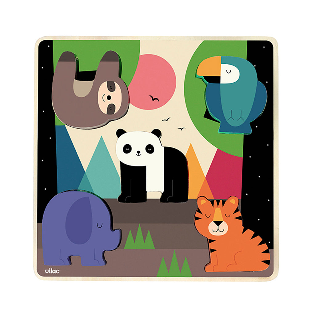 Vilac puslespil m. lyd, 5 brikker - Jungle af Andy Westface