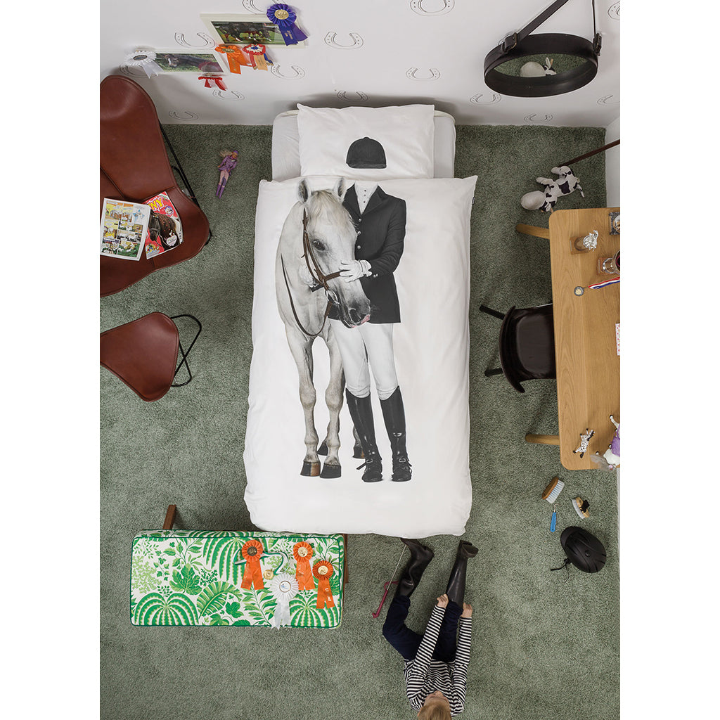 Snurk voksensengetøj, økologisk - Rytter m. hest