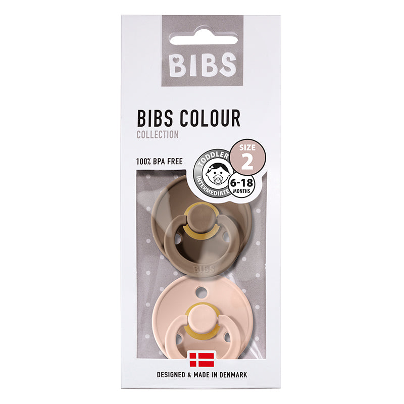 Bibs 2-pak, sutter i naturgummi, str. 2 - dark oak/blush
