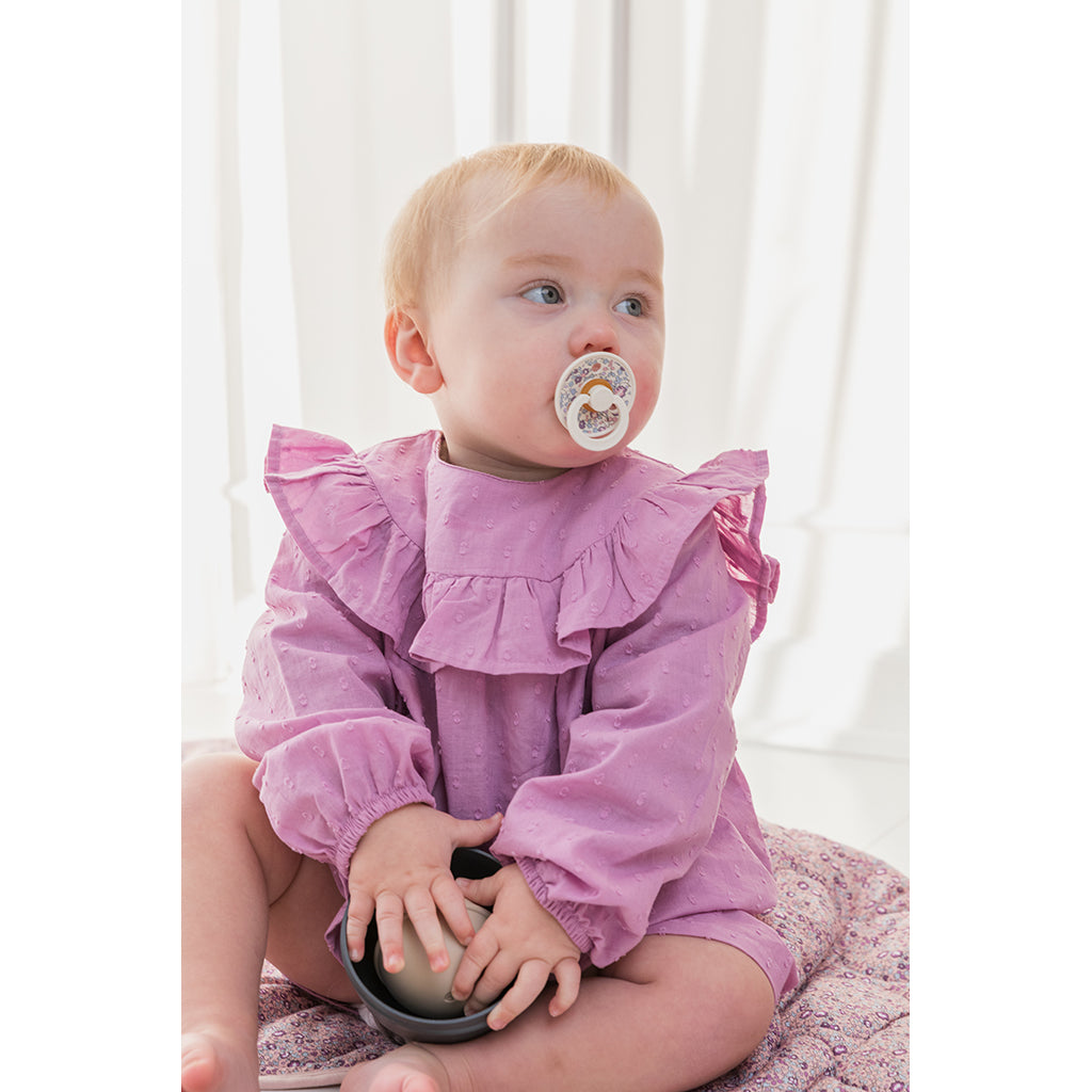 Bibs Liberty, 2-pak Colour, sutter i naturgummi, str. 2 - Chamomile Lawn - Violet Sky Mix