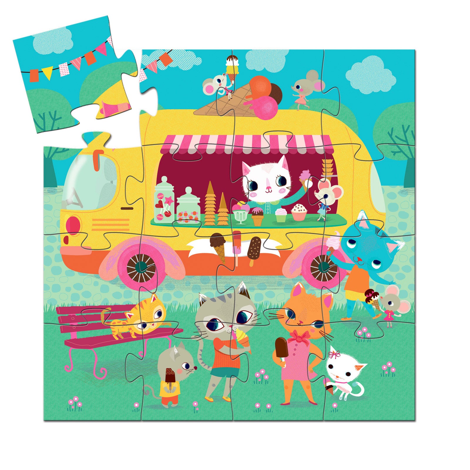 Djeco silhuetpuslespil, Ice cream truck - 16 brikker