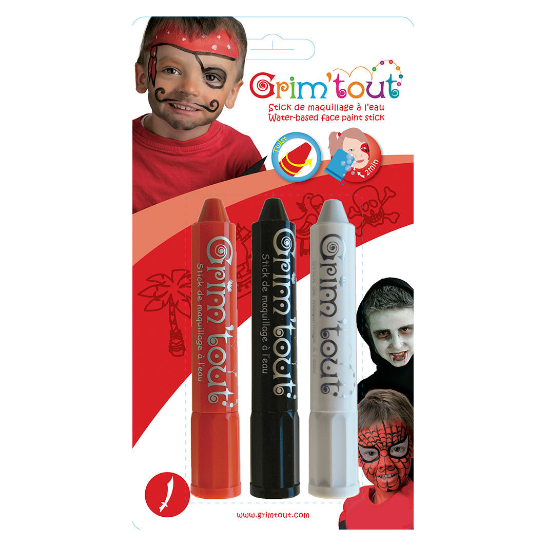Grim Tout ansigtsmaling, parabenefri - 3 stk - Pirat