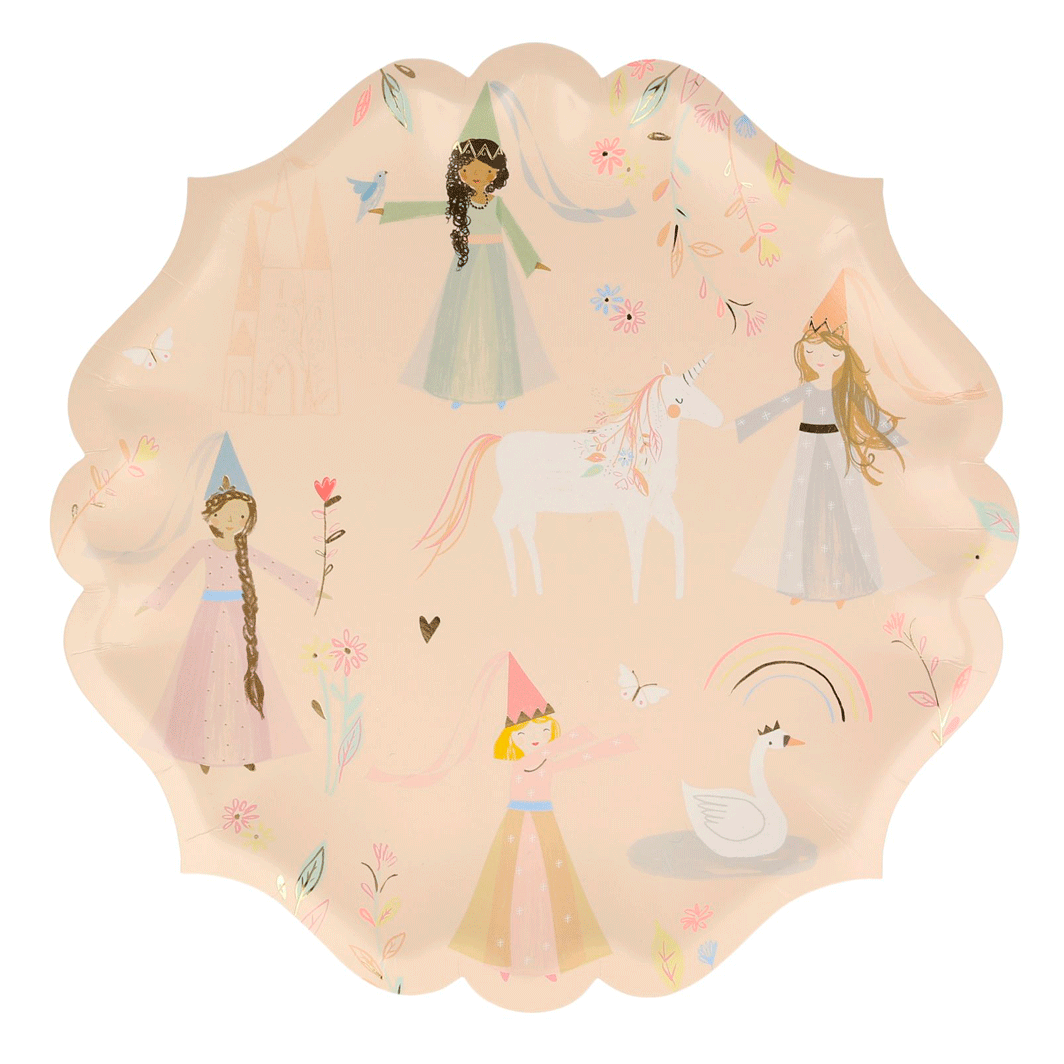 Meri Meri paptallerkener str. L, Magical princess - 8 stk.