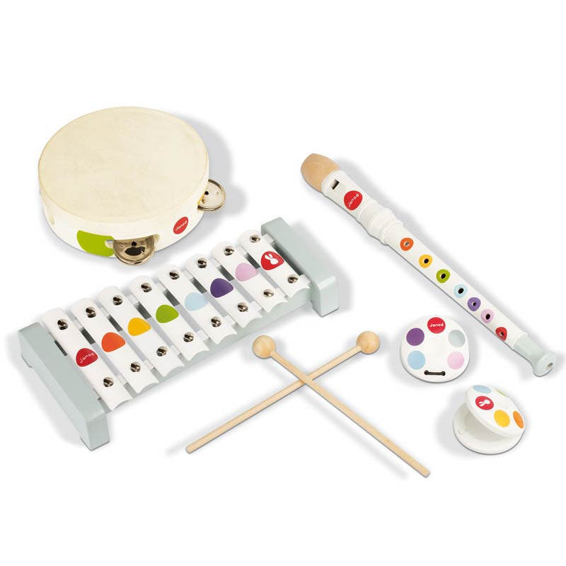 Janod musikinstrumenter, sæt m 5 dele - confetti