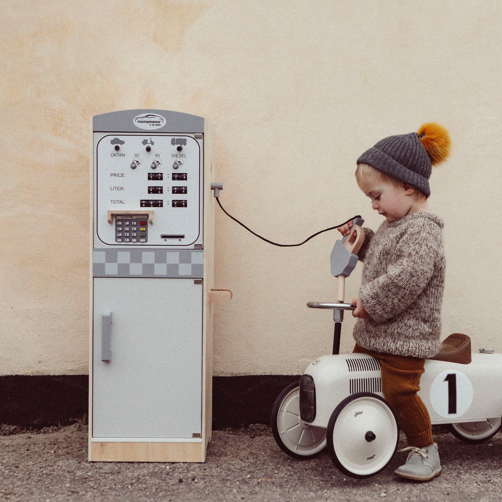Vilac gåbil i metal, råhvid