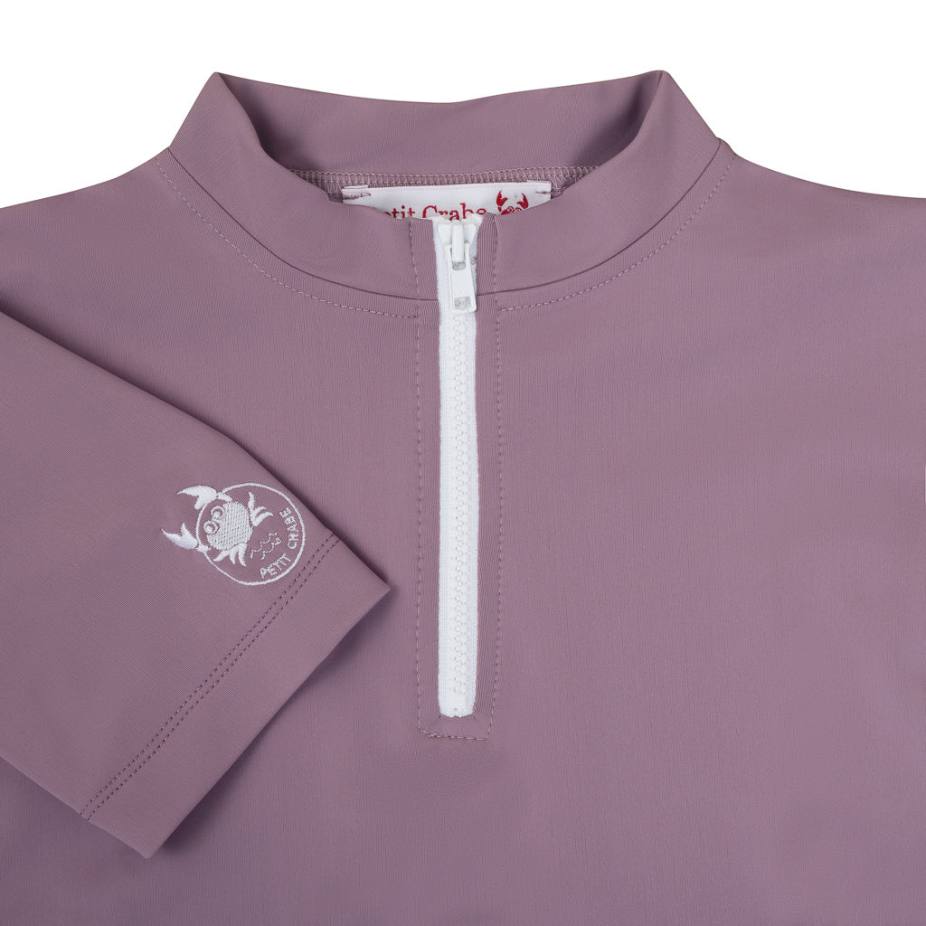 Petit Crabe UV badebluse m. lynlås og korte ærmer, Max, Heather - 1-10 år