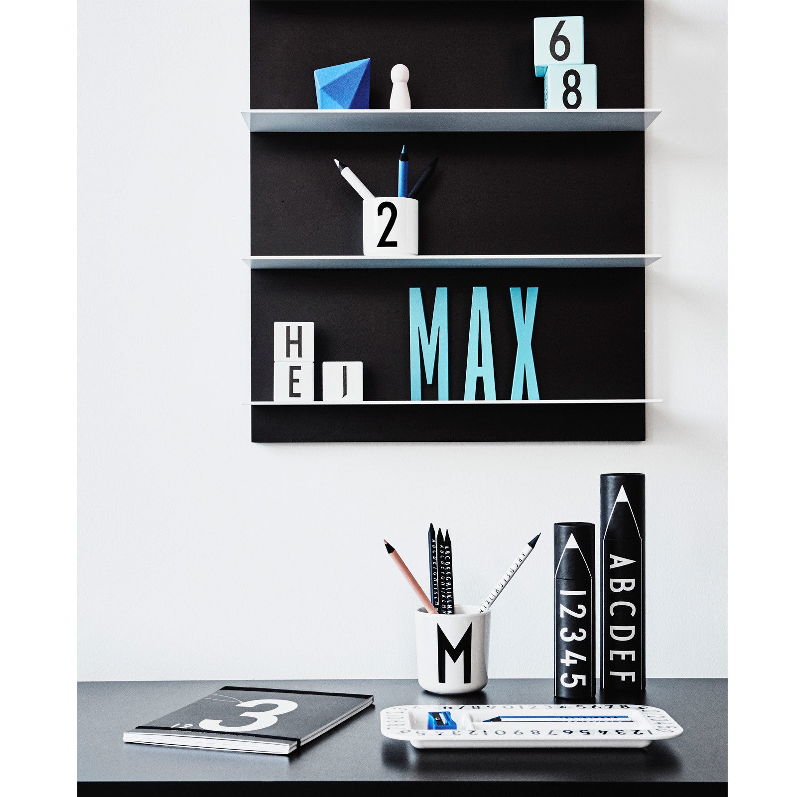 Design Letters bogstav i træ, A - Å - Grå