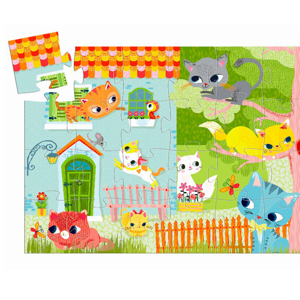 Djeco silhuetpuslespil, Kat - 24 brikker tæt på