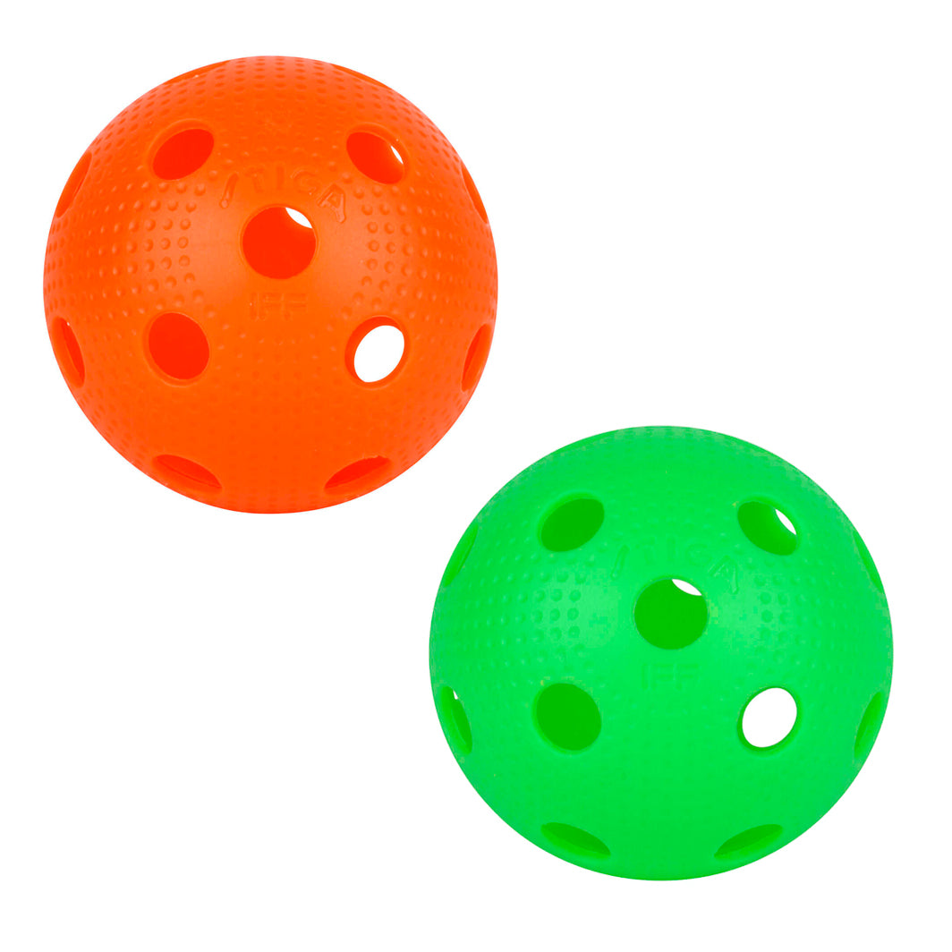 Stiga EXS 2-pack floorballs, 2-pak - Orange og grøn