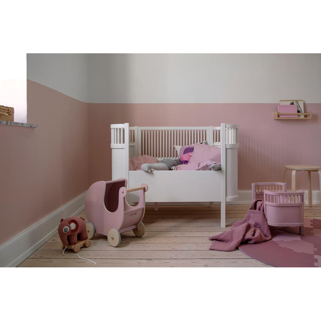 Sebra dukkevogn i træ, Blossom pink