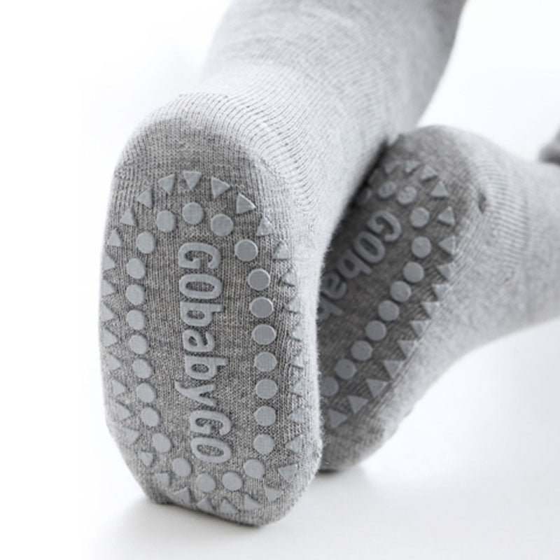 GoBabyGo kravlestrømpebuks m. gummidutter, grey melange