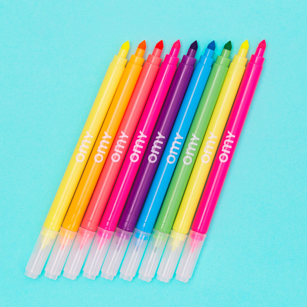 Omy tuscher, 2 i 1 - neon tyk og tynd