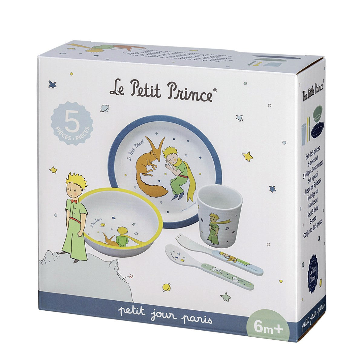 Petit Jour Paris børneservice i gaveæske m. 5 dele, Den lille prins - Blå